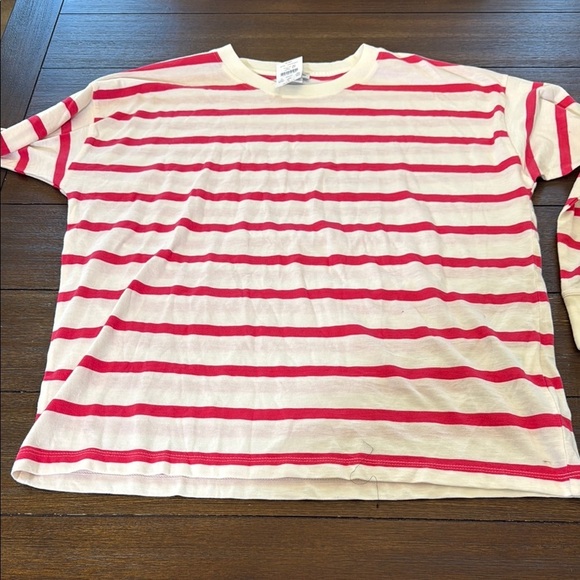 J. Crew Factory Long Sleeve Tee with Pink and White Stripes - Picture 2 of 9